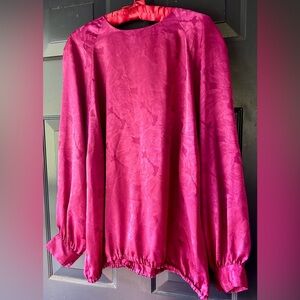 hot pink kelly harper size 40 women’s retro vintage top blouse floral silky 80’s
